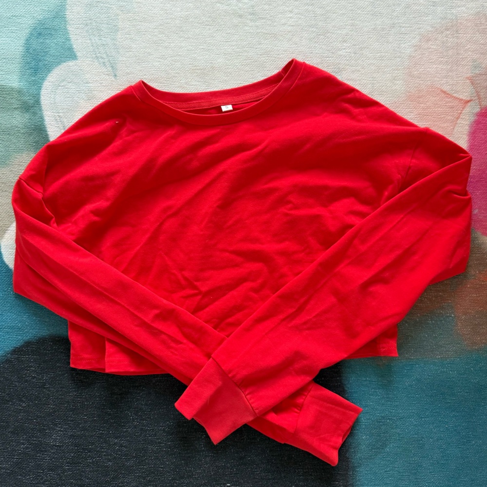 Red Athletic Long Sleeve Top